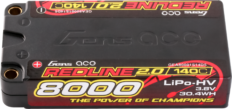 Gens ace Redline 2.0 8000mAh 3.8V 140C 1S HardCase HV LiPo Akku, 5mm Stecker