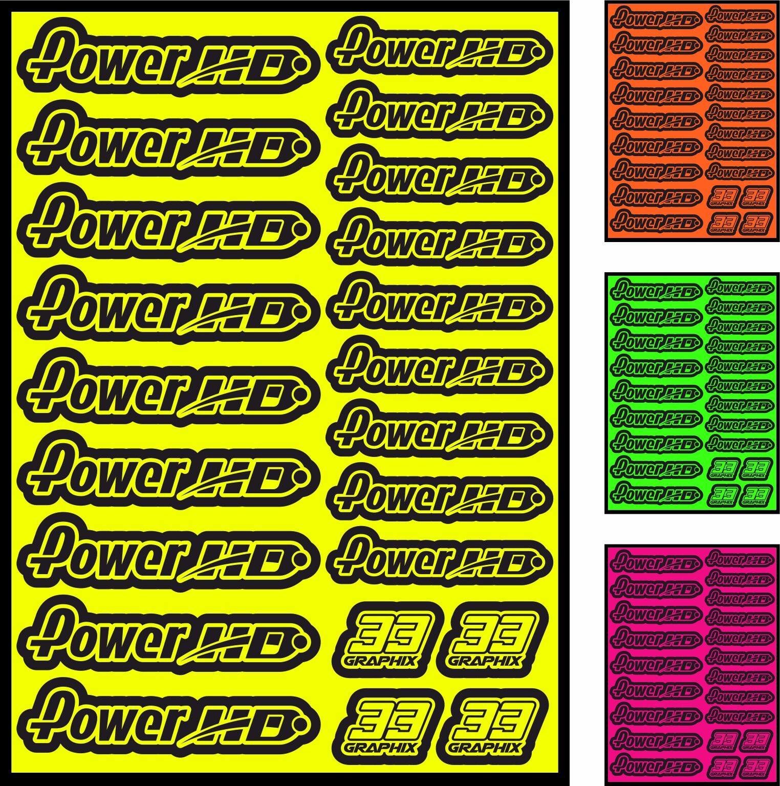 Power HD Neon Aufkleberbogen by 33Graphix DIN A5 (versch. Farben)