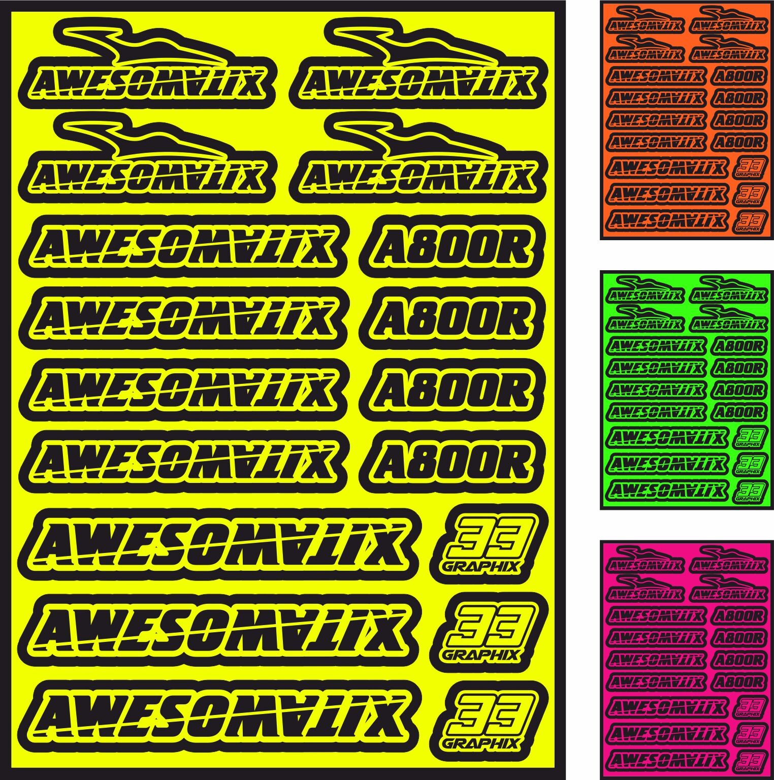 Awesomatix A800R Neon Aufkleberbogen by 33Graphix DIN A5 (versch. Farben)