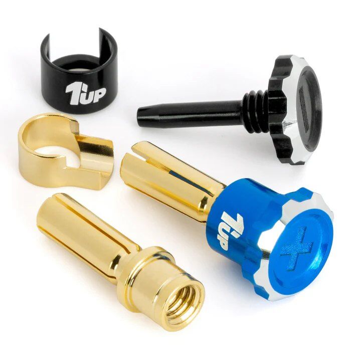 1up Racing Lockdown Adjustable Bullet Plugs 5mm - Blue / Black