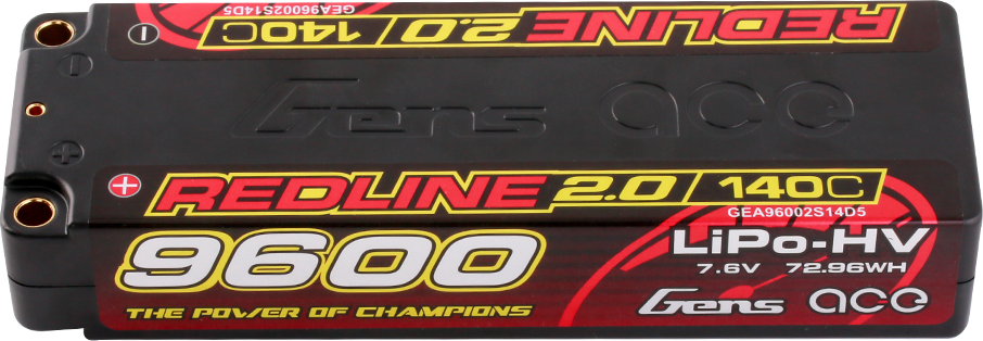 Gens ace Redline 2.0 9600mAh 7.6V 140C 2S HardCase HV LiPo Akku, 5mm Stecker