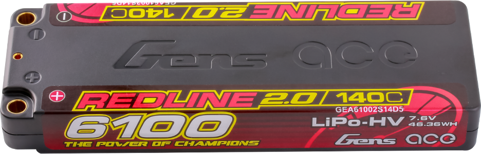 Gens ace Redline 2.0 6100mAh 7.6V 140C 2S HardCase HV LiPo Akku, 5mm Stecker