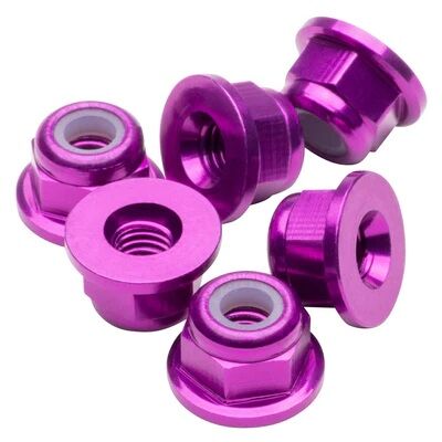 1up Racing M3 Flanged Premium Aluminum Locknuts - Purple (6)
