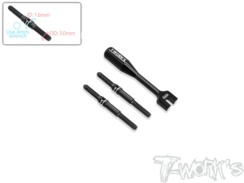T-Work´s 64 Titan Gewinde-/Spurstangen Set für Xray X12-2025 - Schwarz (2)