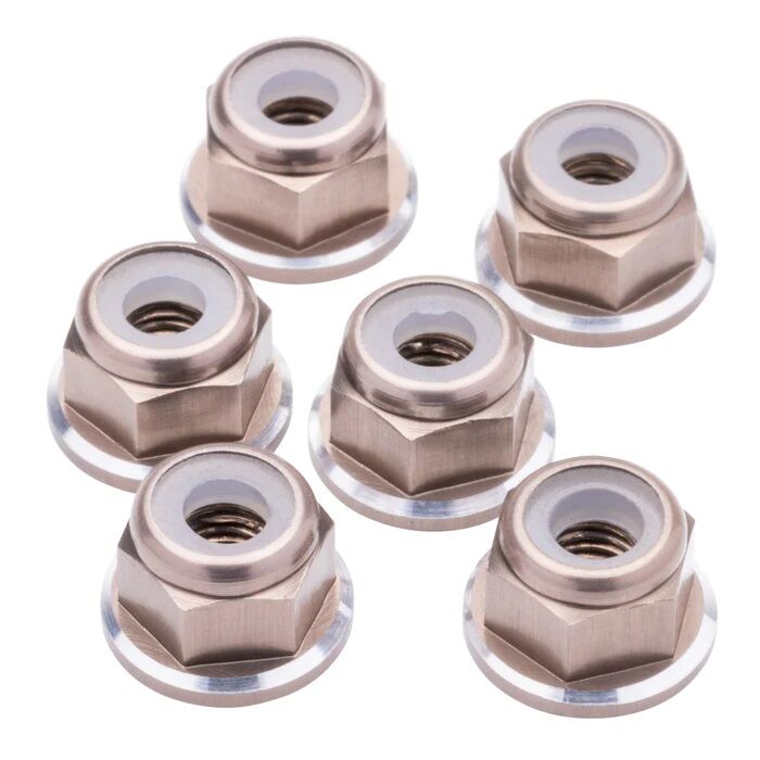 1up Racing M3 Premium Aluminum Flanged Locknuts - Gunmetal Shine (6)