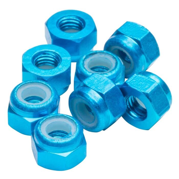 1up Racing M3 Premium Aluminum Locknuts - Bright Blue (8)