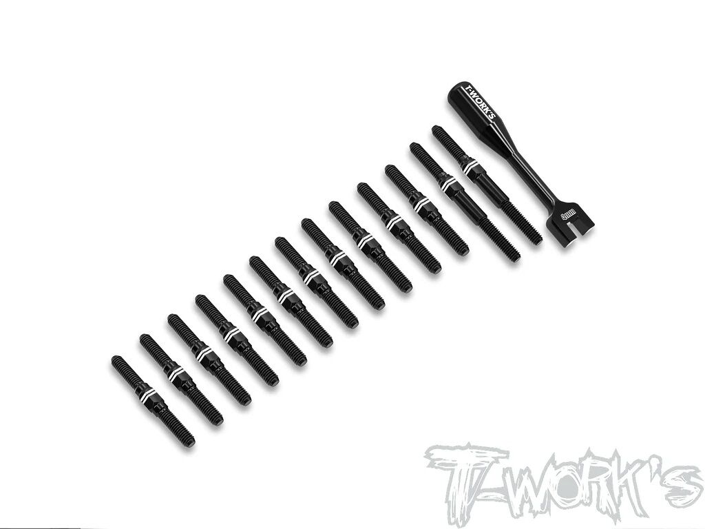 T-Work´s 64 Aluminium Gewinde-/Spurstangen Set für Mugen MTC-3 - Schwarz (13)