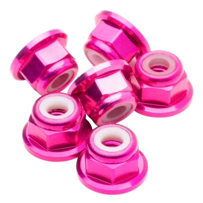 1up Racing M3 Flanged Premium Aluminum Locknuts - Pink (6)