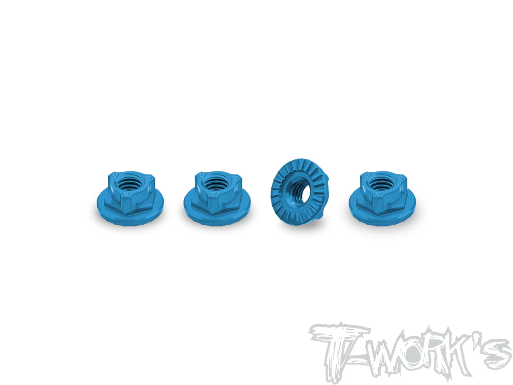 T-Work`s Aluminium Radmuttern M4 Selbstsichernd  - Blau (4)
