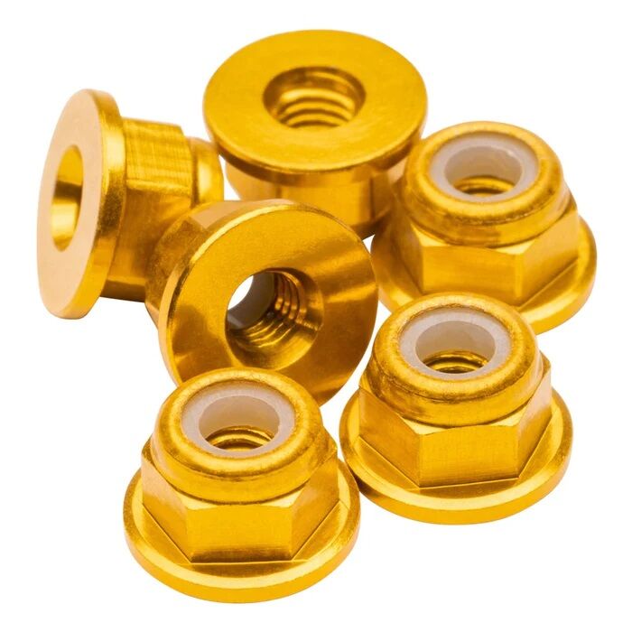 1up Racing M3 Flanged Premium Aluminum Locknuts - Gold (6)