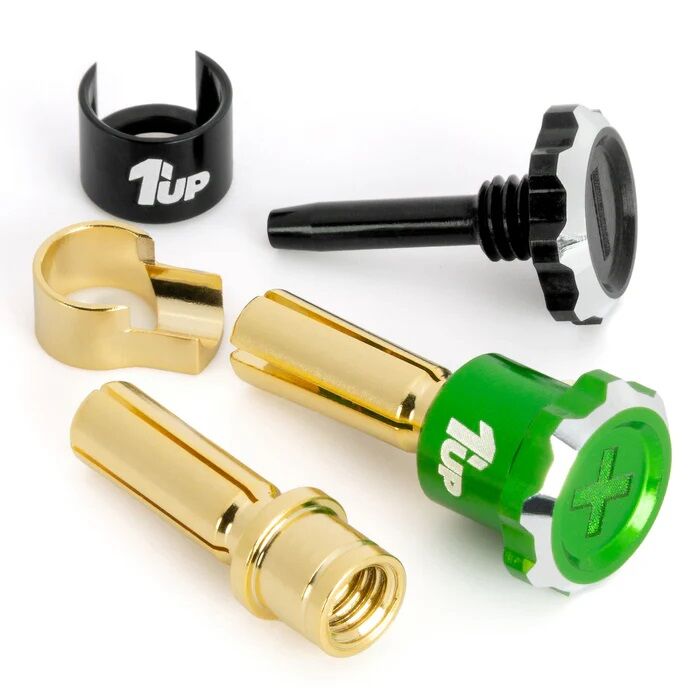 1up Racing Lockdown Adjustable Bullet Plugs 5mm - Green / Black