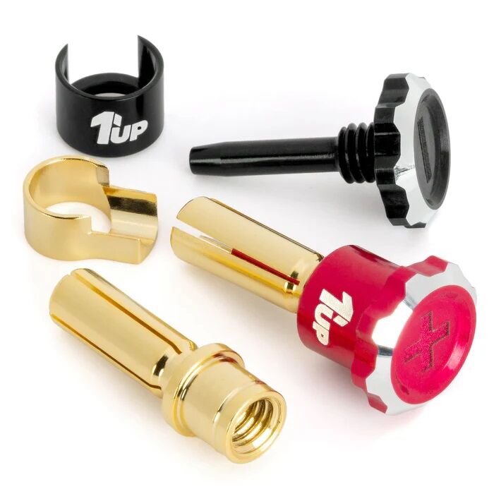 1up Racing Lockdown Adjustable Bullet Plugs 5mm - Pink / Black