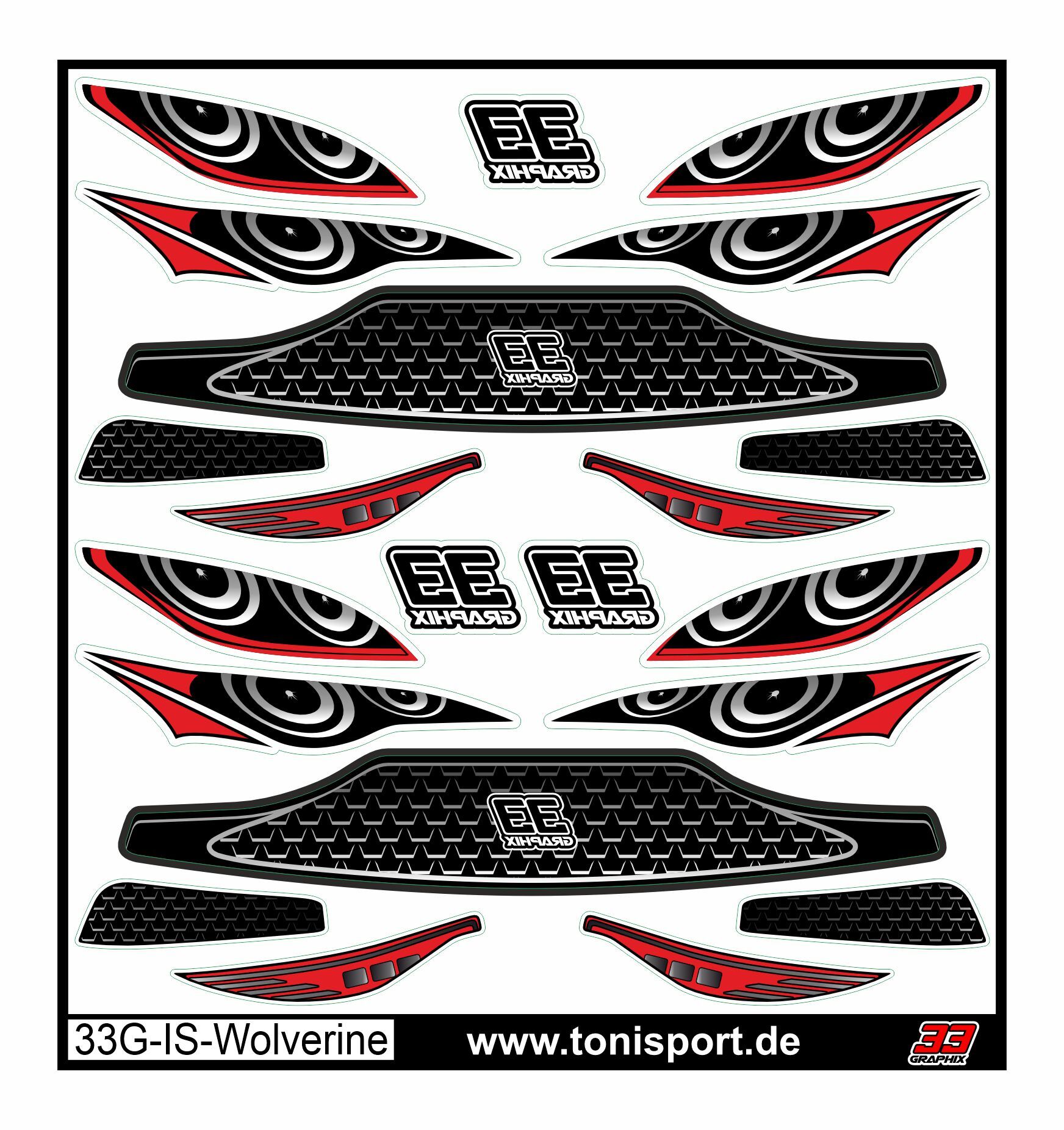 33Graphix Inside Scheinwerfer Aufkleber ZooRacing Wolverine MAX