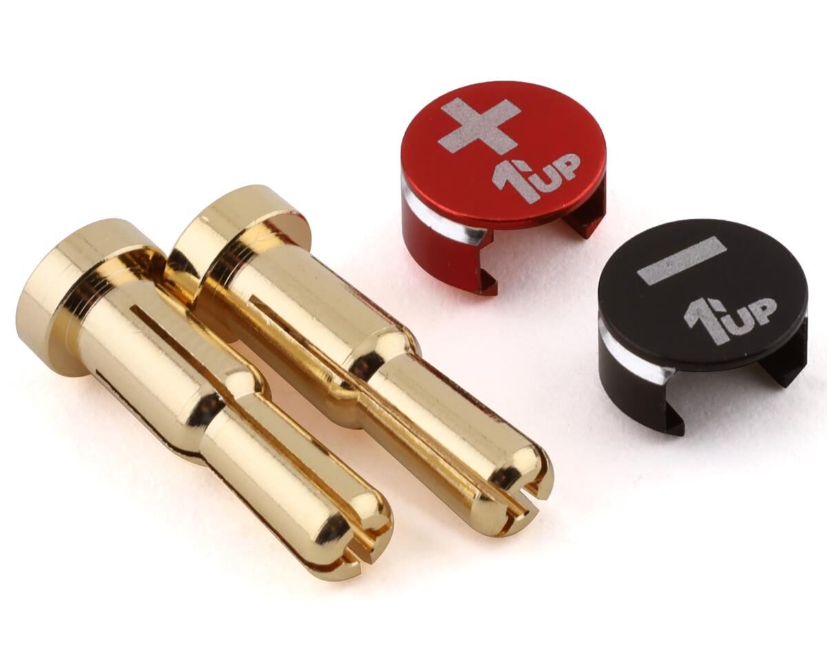 1up Racing Low Profile Bullet Plugs & Grips 4,0/5,0mm - Black/Red