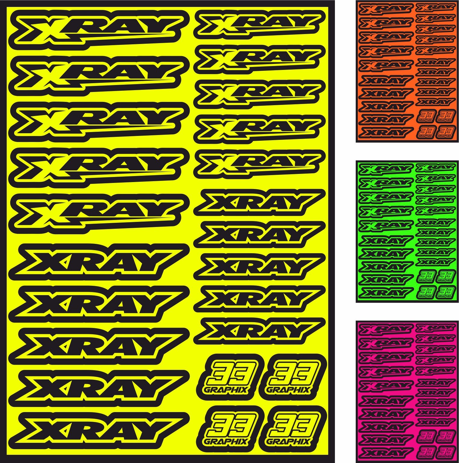 XRAY Neon Aufkleberbogen by 33Graphix DIN A5 (versch. Farben)
