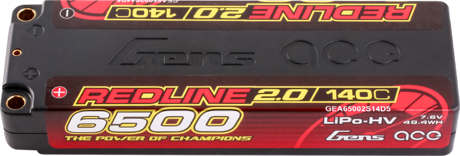 Gens ace Redline 2.0 6500mAh 7.6V 140C 2S HardCase HV LiPo Akku, 5mm Stecker