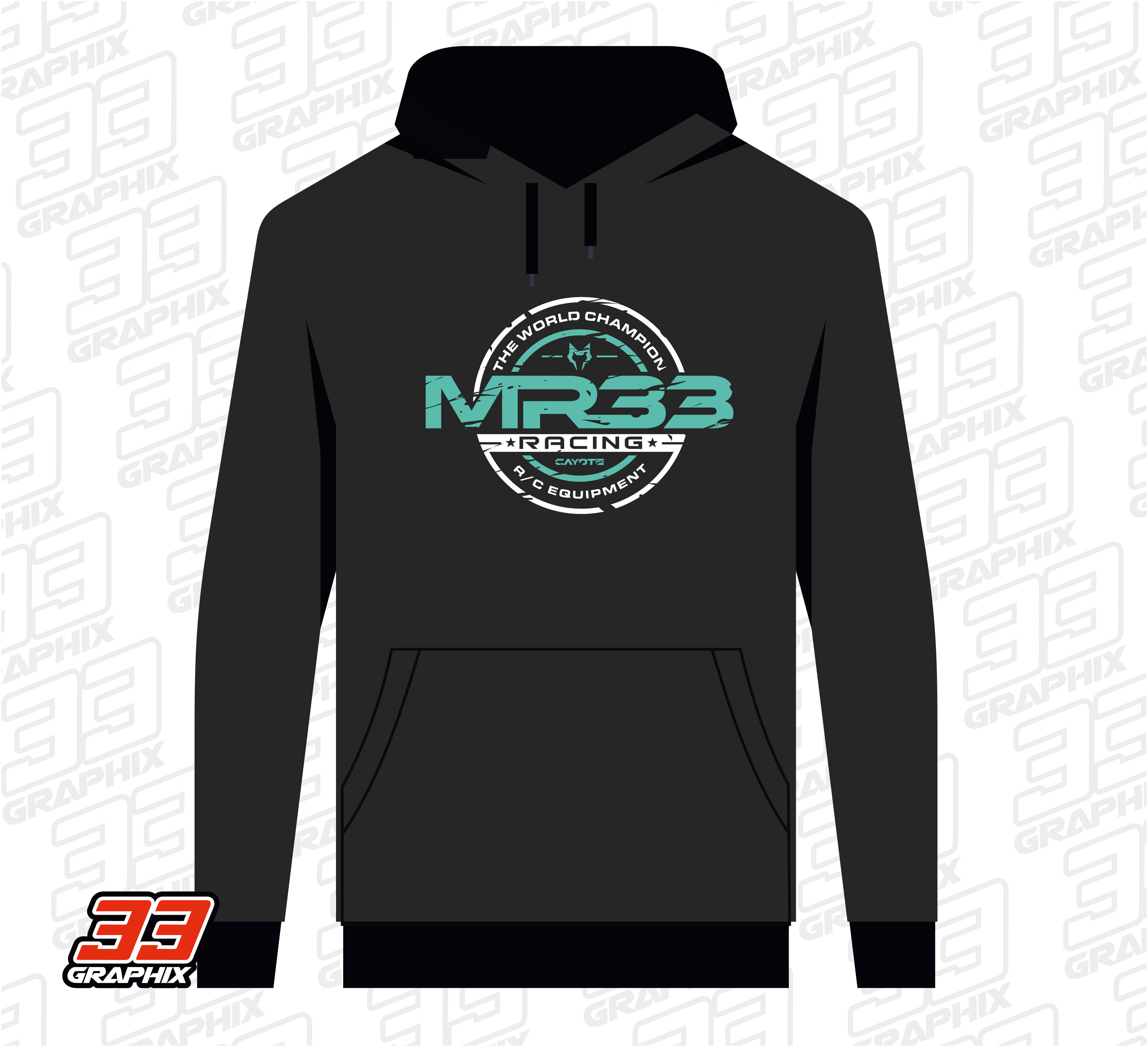MR33 "goes Cayote" Team Hoodie by 33Graphix- Schwarz
