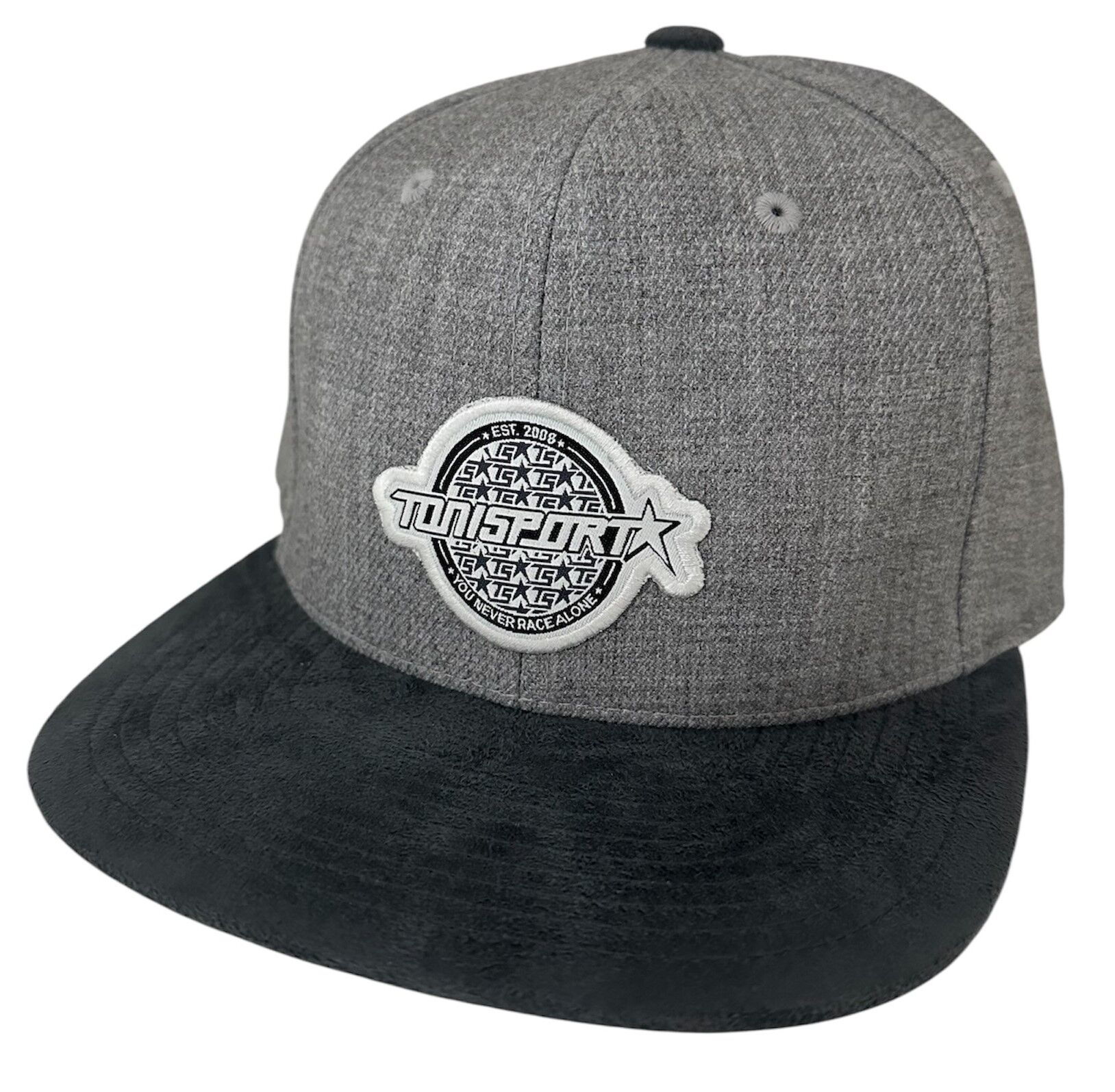 ToniSport Snapback Kappe inkl. Logo Patch - Heather Grey / Alcantara Look