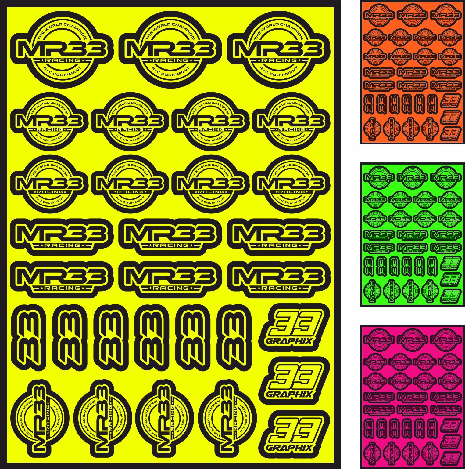 MR33 Neon Aufkleberbogen by 33Graphix DIN A5 (versch. Farben)