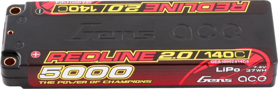 Gens ace Redline 2.0 5000mAh 7.4V 140C 2S HardCase LiPo Akku, 5mm Stecker
