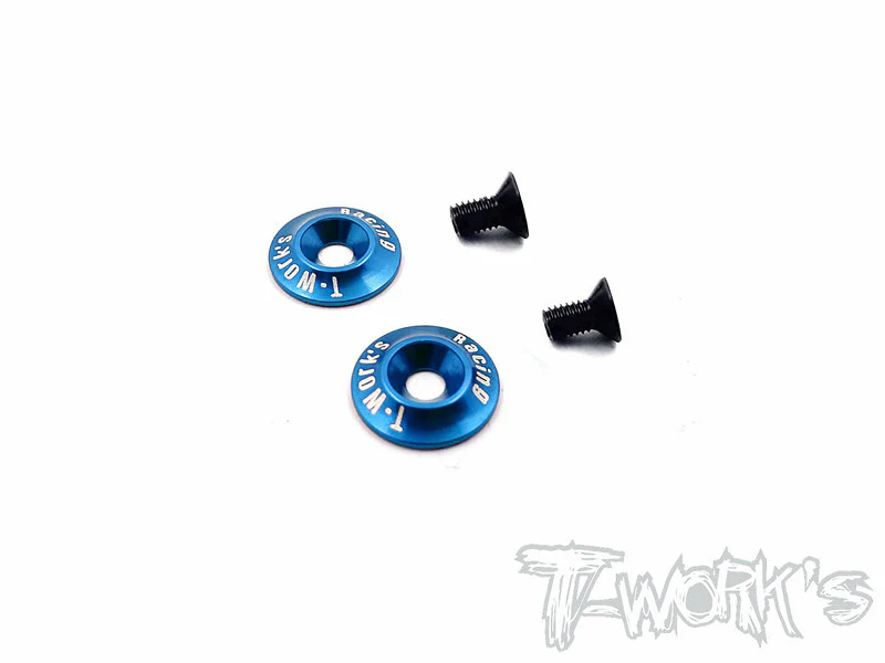 T-Work´s Aluminium Heckflügel Scheibe für 1/10 - Tamiya Blau (2)