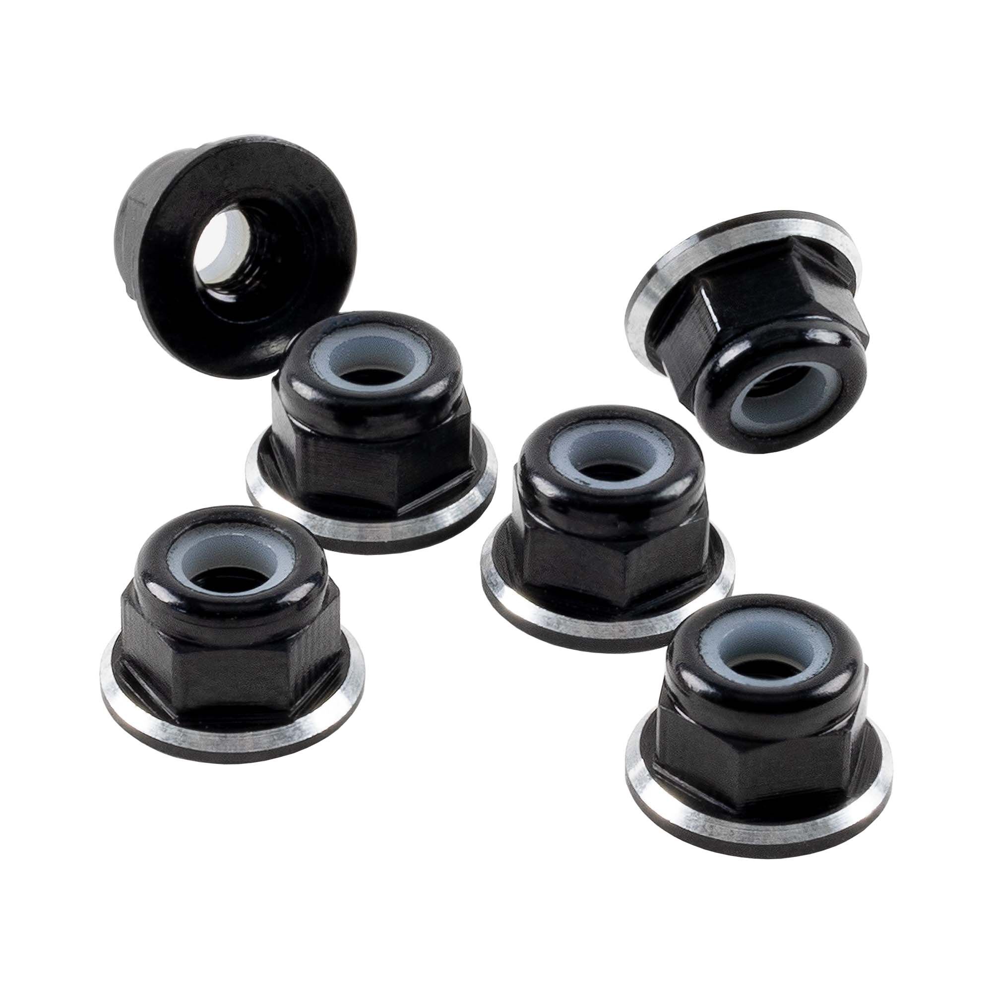 1up Racing M3 Flanged Premium Aluminum Locknuts - Black Shine (6)