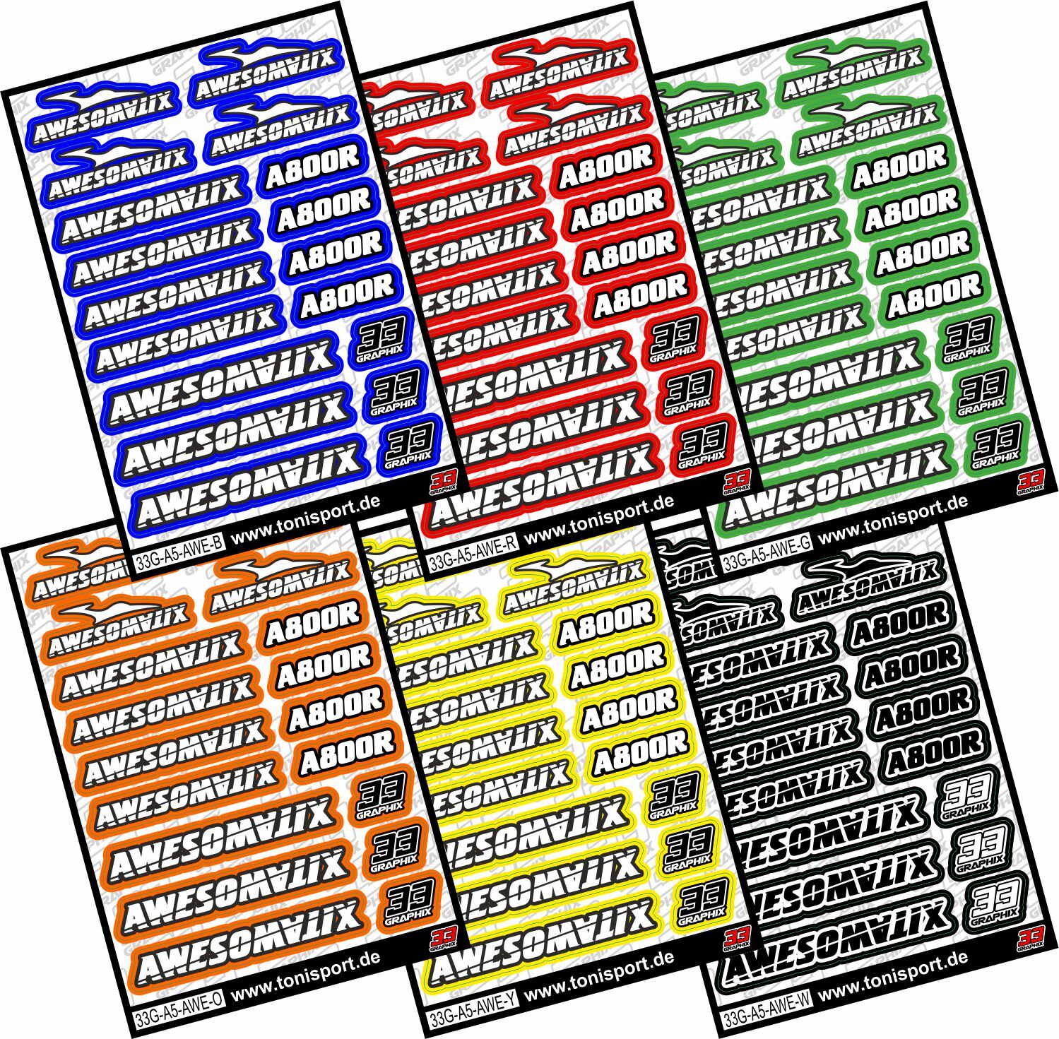 Awesomatix A800R Sticker Sheet by 33Graphix DIN A5