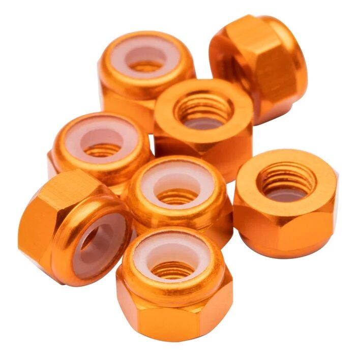 1up Racing M3 Premium Aluminum Locknuts - Orange (8)
