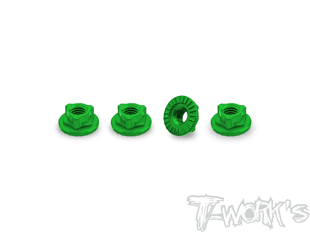 T-Work`s Aluminium Radmuttern M4 Selbstsichernd  - Grün (4)