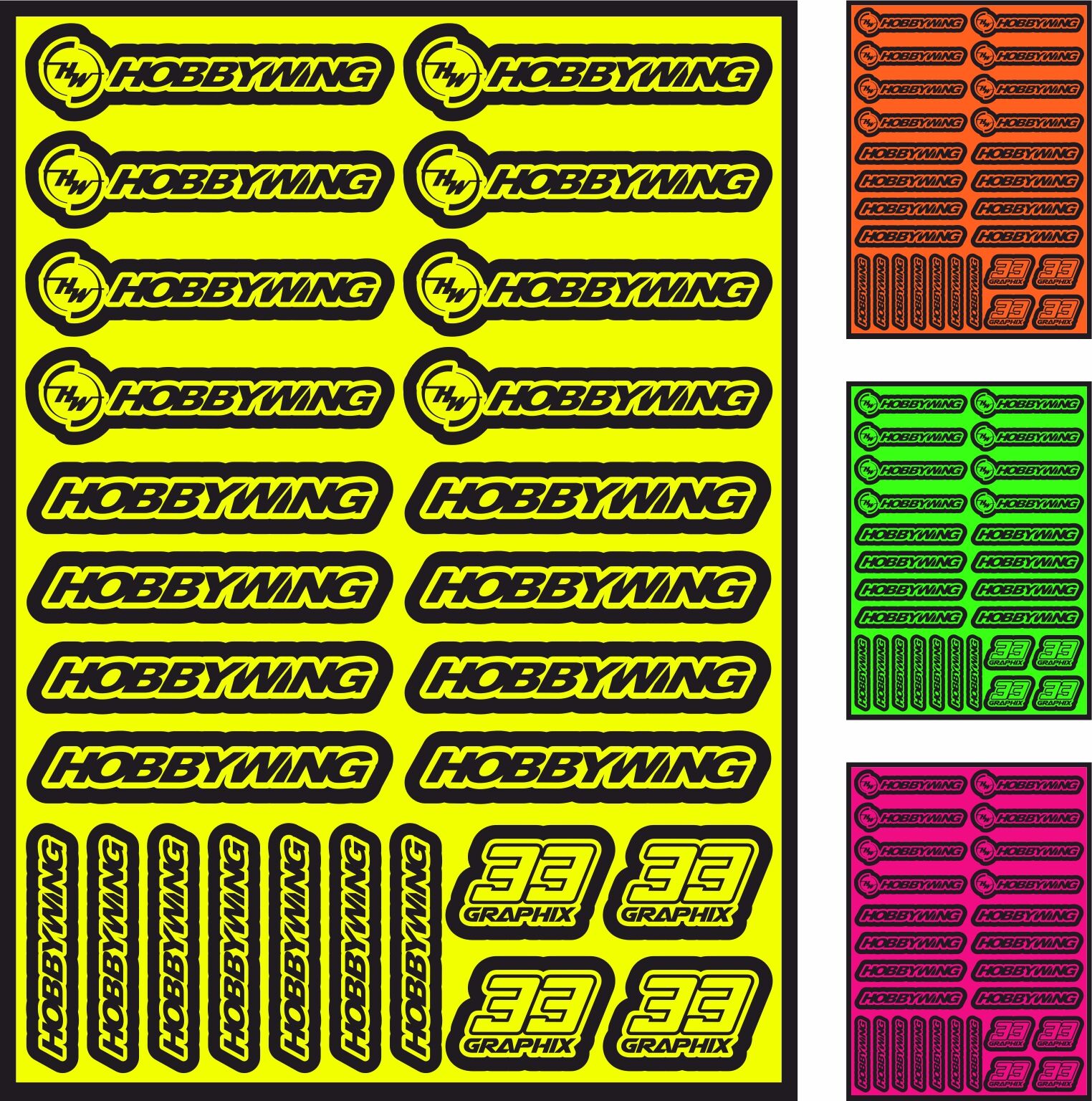 Hobbywing Neon Aufkleberbogen by 33Graphix DIN A5 (versch. Farben)