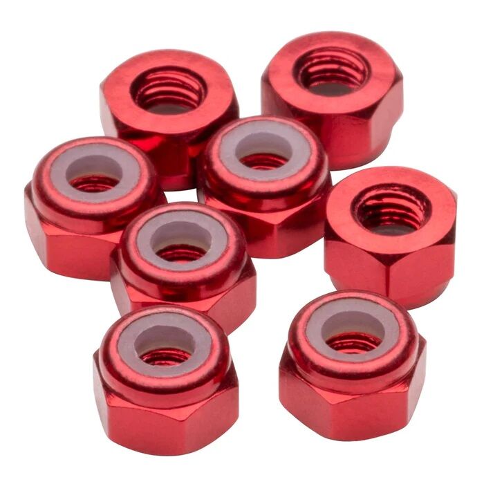 1up Racing M3 Premium Aluminum Locknuts - Red (8)