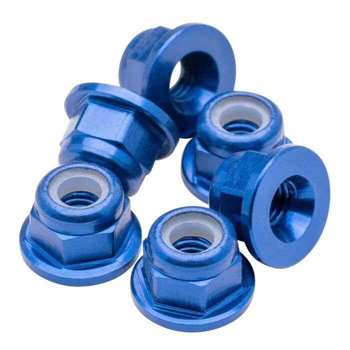 1up Racing M3 Flanged Premium Aluminum Locknuts - Dark Blue (6)