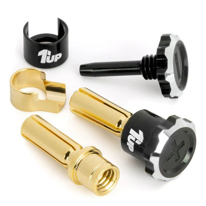 1up Racing Lockdown Adjustable Bullet Plugs 5mm - Black / Black