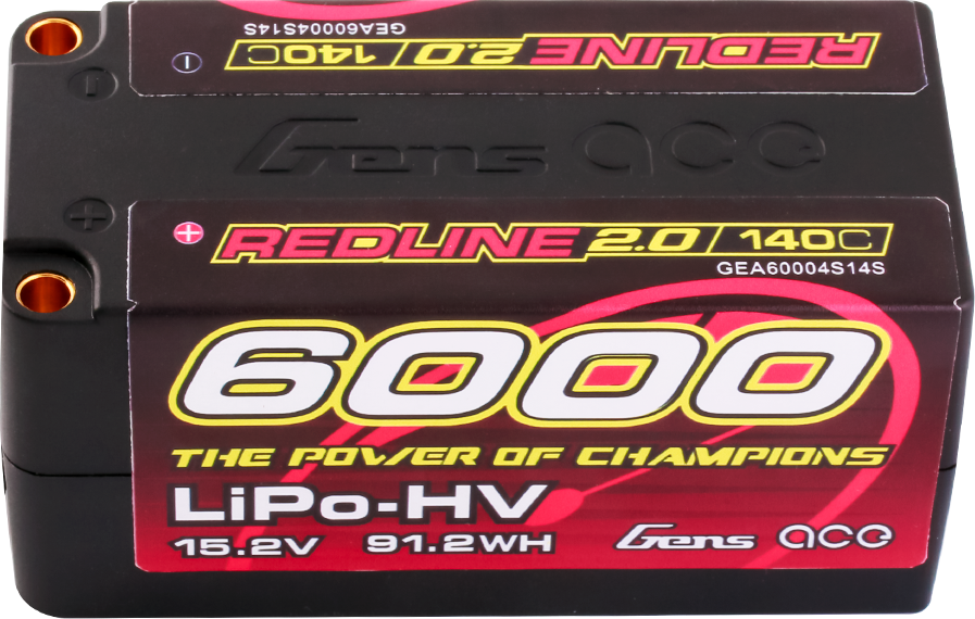 Gens ace Redline 2.0 6000mAh 15.2V 140C 4S HardCase HV LiPo Akku, 5mm Stecker